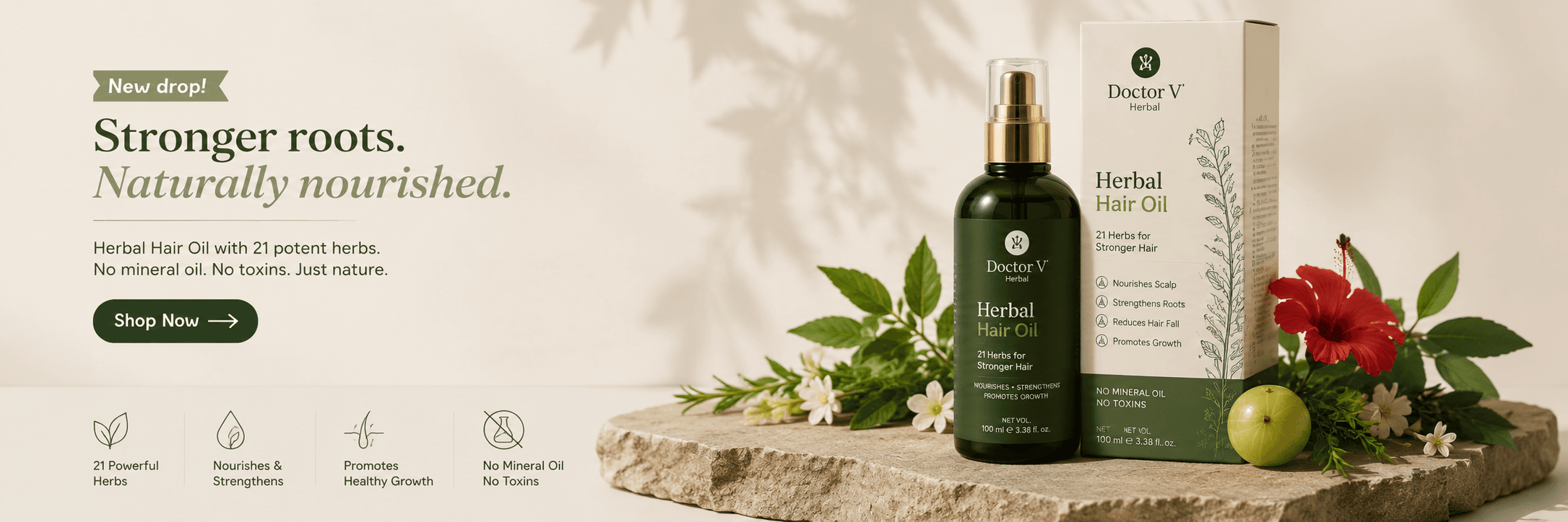 Doctor V Herbal hair oil product banner